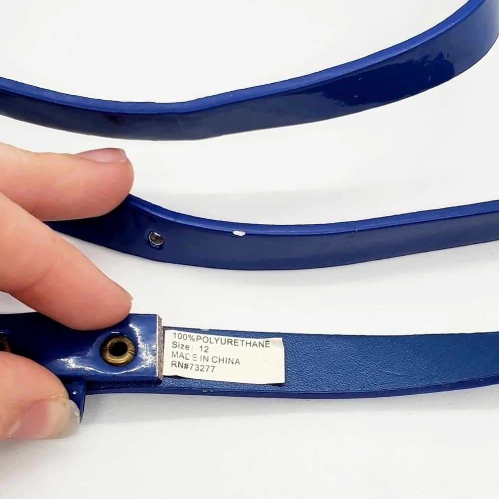 Women's Solid Blue Patent Leather Belt